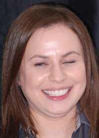 woman smiling after
