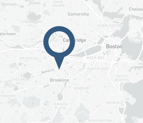 Map showing location of Brookline dental office