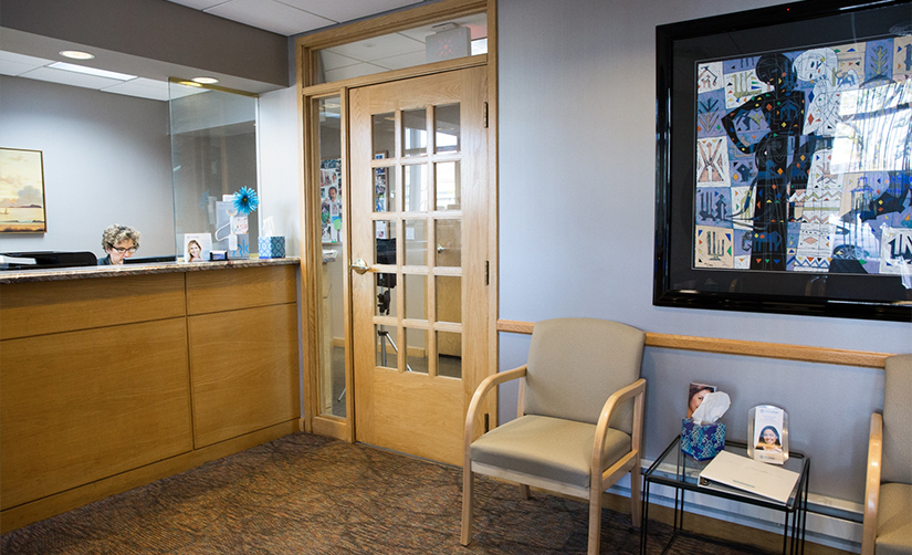 Reception area in Brookline dental office