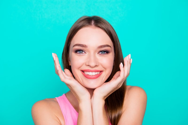 a woman with a bright smile